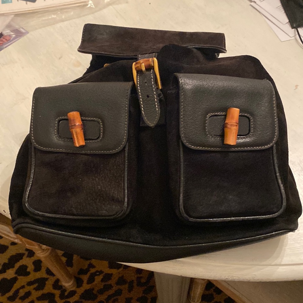 Black suede Gucci backpack